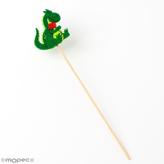 Pic madera 25cm. Dragón Sant Jordi en fieltro, min.6