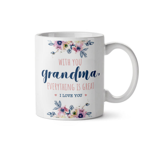 Taza cerámica Contigo Abuela en caja regalo en inglés