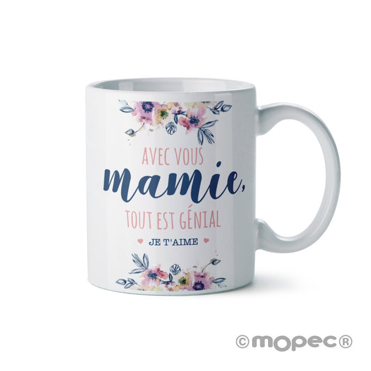 Taza cerámica Contigo Abuela en caja regalo