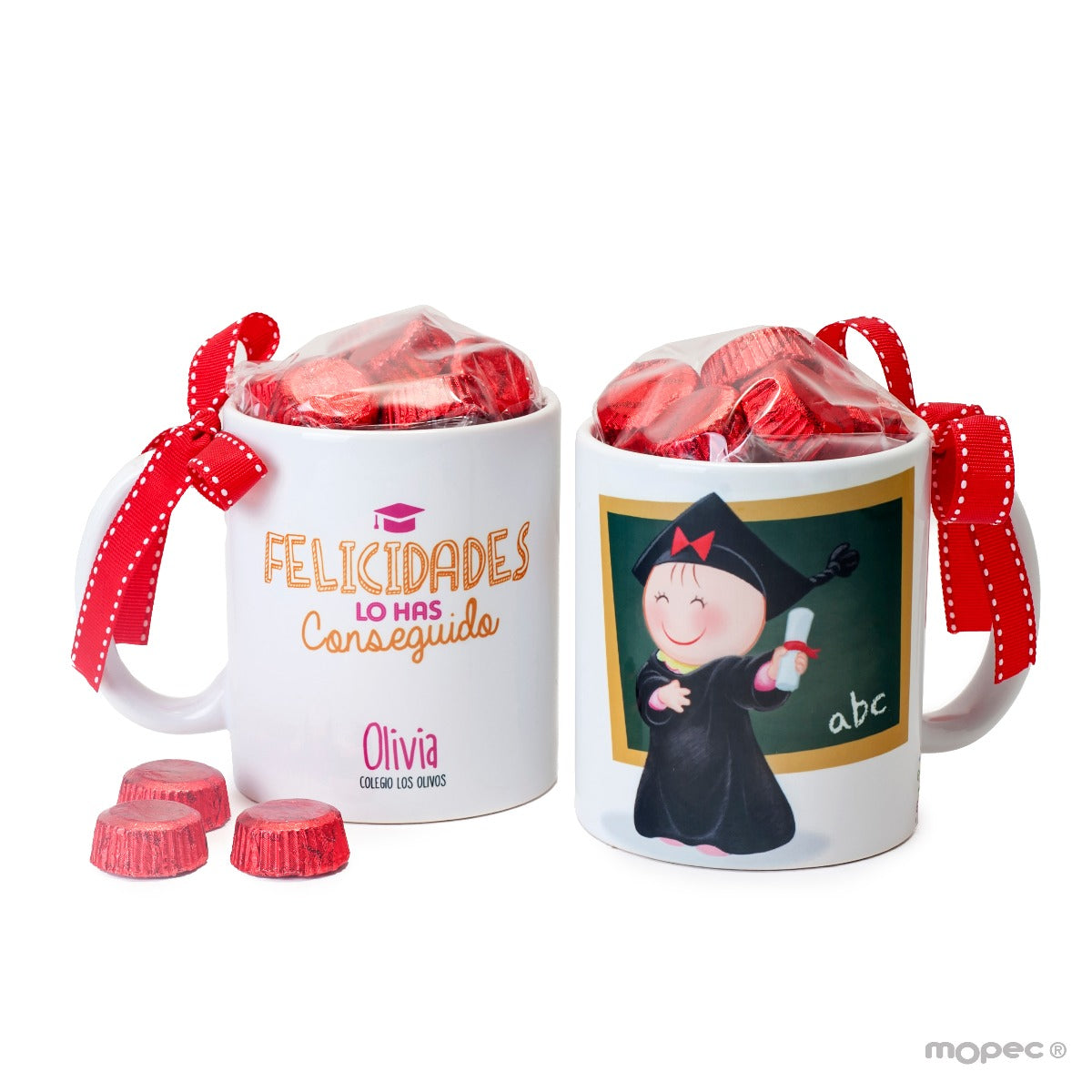 Taza cerámica Pita graduación y pizarra con 6bombones