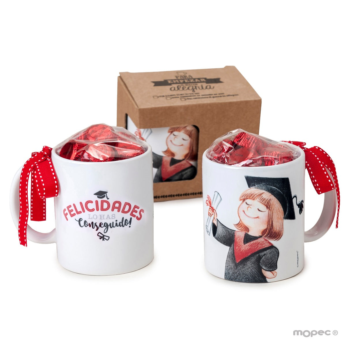 Taza cerámica graduación CHICA 6bombones en caja regalo