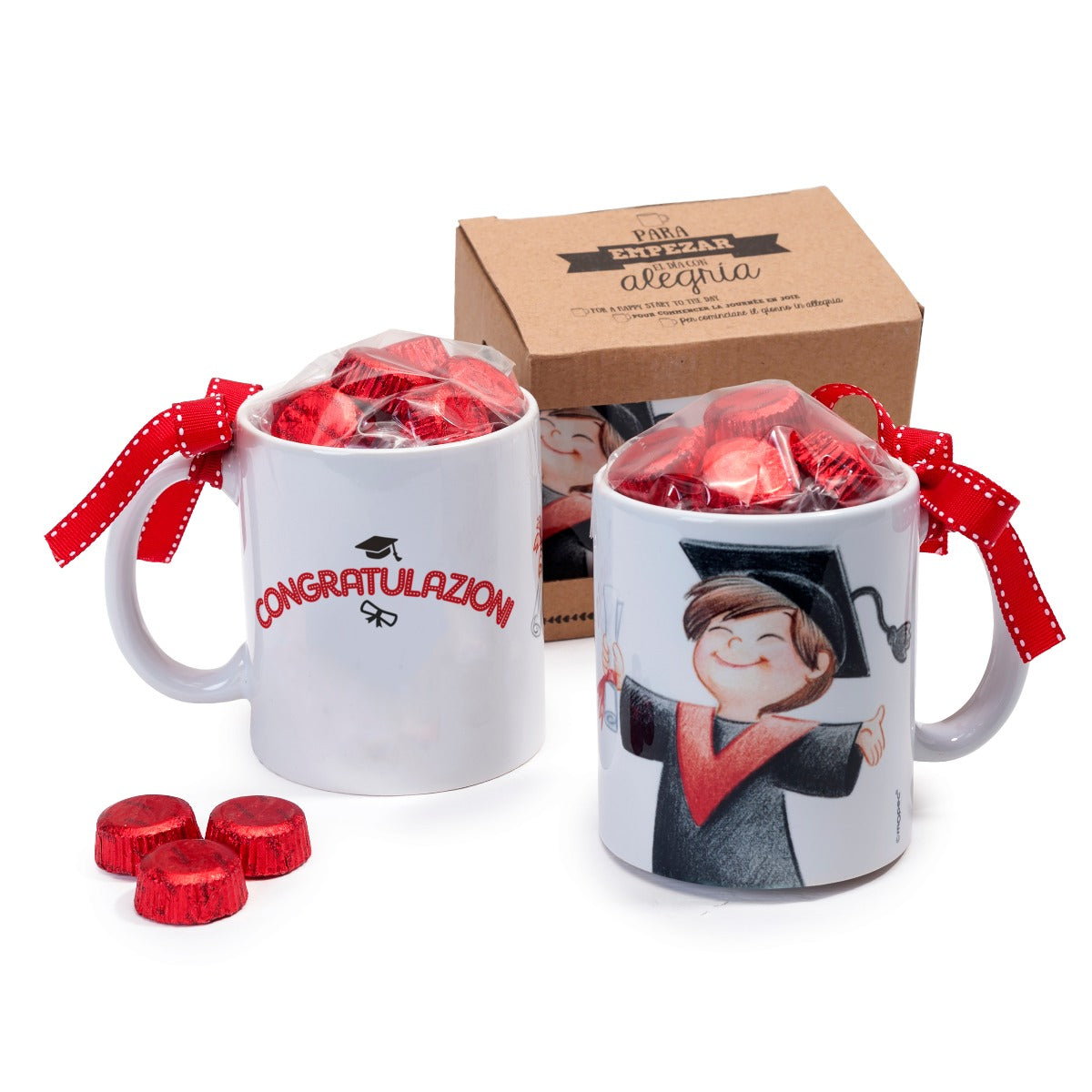 Taza cerámica graduación Ragazzo 6bombones en caja regalo