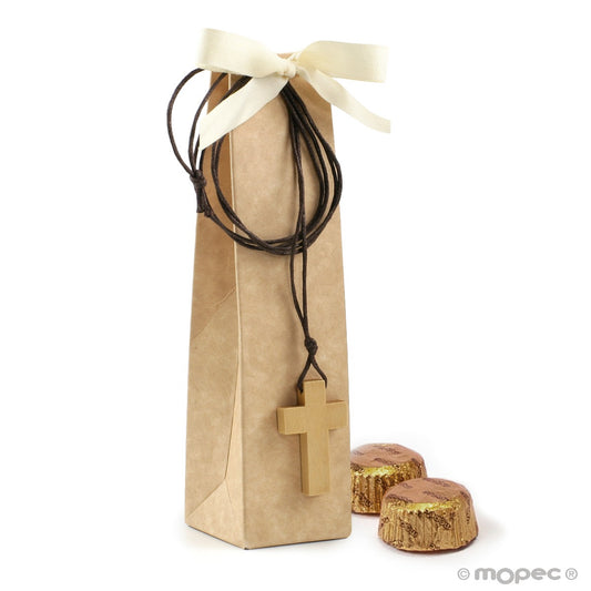 Estuche colgante cruz 2 torinos stdo marron/beige, min.2