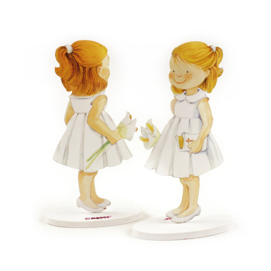 Figura pastel metal niña vestido blanco 16cm