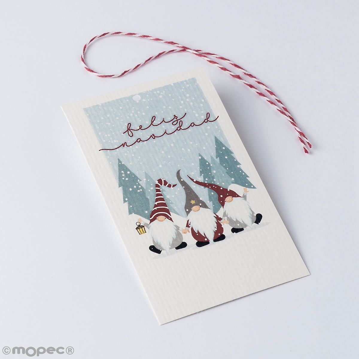 Tarjetón Feliz Navidad Gnomos rojos 6x10cm. min.25