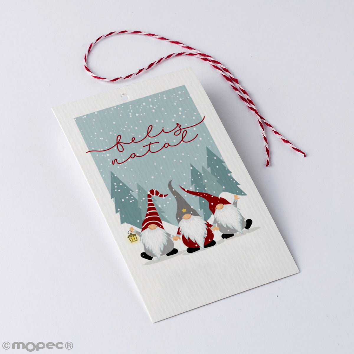 Tarjetón Feliz Natal Gnomos rojos 6x10cm. min.25