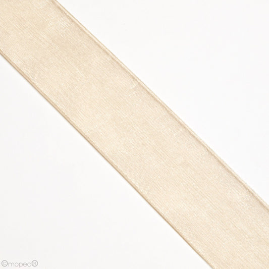 Cinta cristal orillada 32mm marfil 50mts.