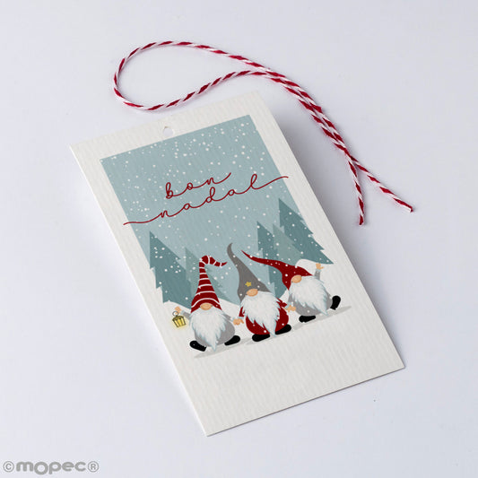 Tarjetón Bon Nadal Gnomos rojos 6x10cm. min.25