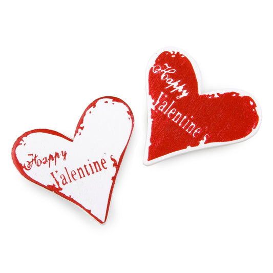 Pegatina madera corazón 3,5cm rojo/blanco, precio x caja16u.