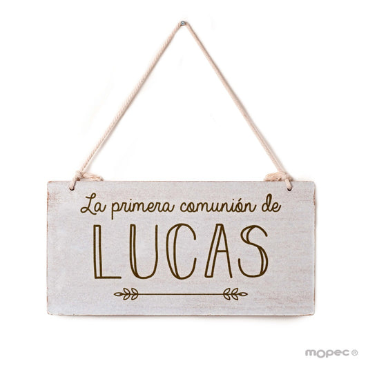 Cuadro madera Primera Comunión personalizado 22,5x11,5cm.