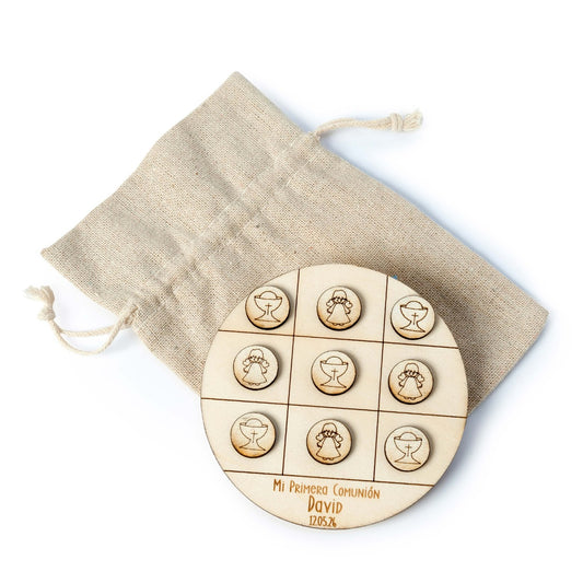 Set de madera Juego 3 en raya Comunión personalizado 13x10