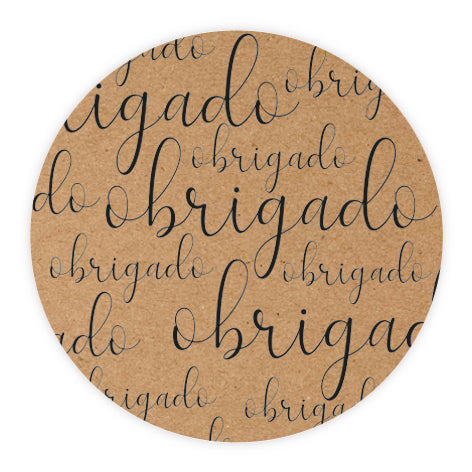 Etiq. adhesiva kraft Obrigado Ø3,5cm. 1hj=12u. min.10