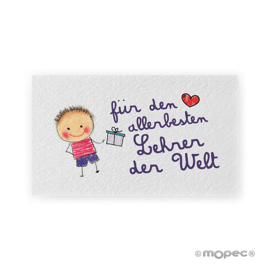 Tarjetas precortadas für den allerbesten Lehrer der Welt 1hoja=30 etiquetas