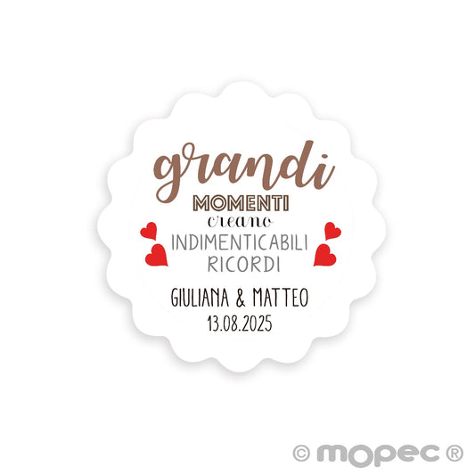 Etiqueta adhesiva Grandi Momenti Ø4,5cm.1hj=24u.min.5