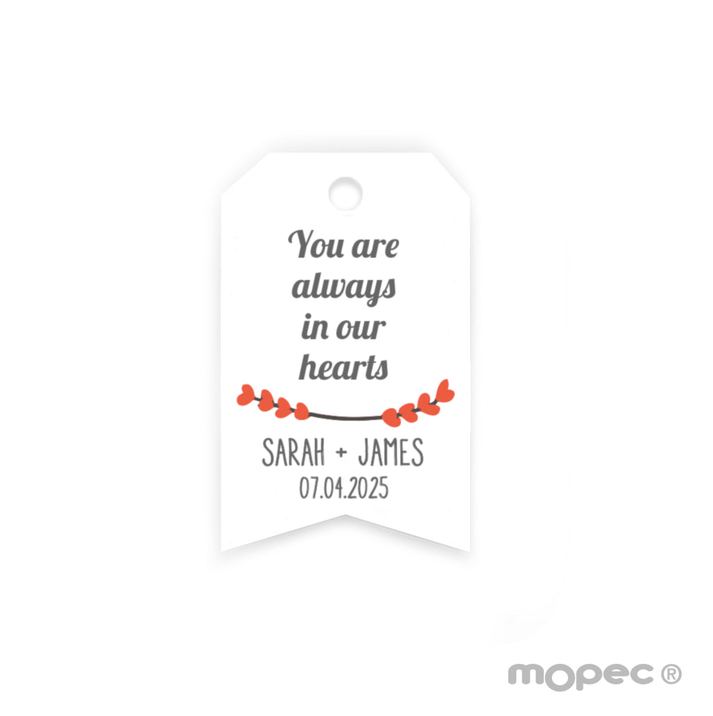 Tarjeta Sois un3x5cm. pedacito,corazones rojos en inglés