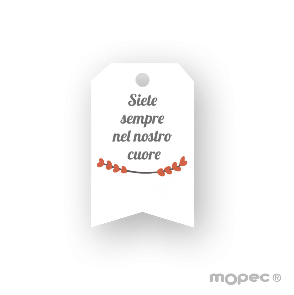 Tarjeta 3x5cm.sete sempre nel nostro cuore en italiano