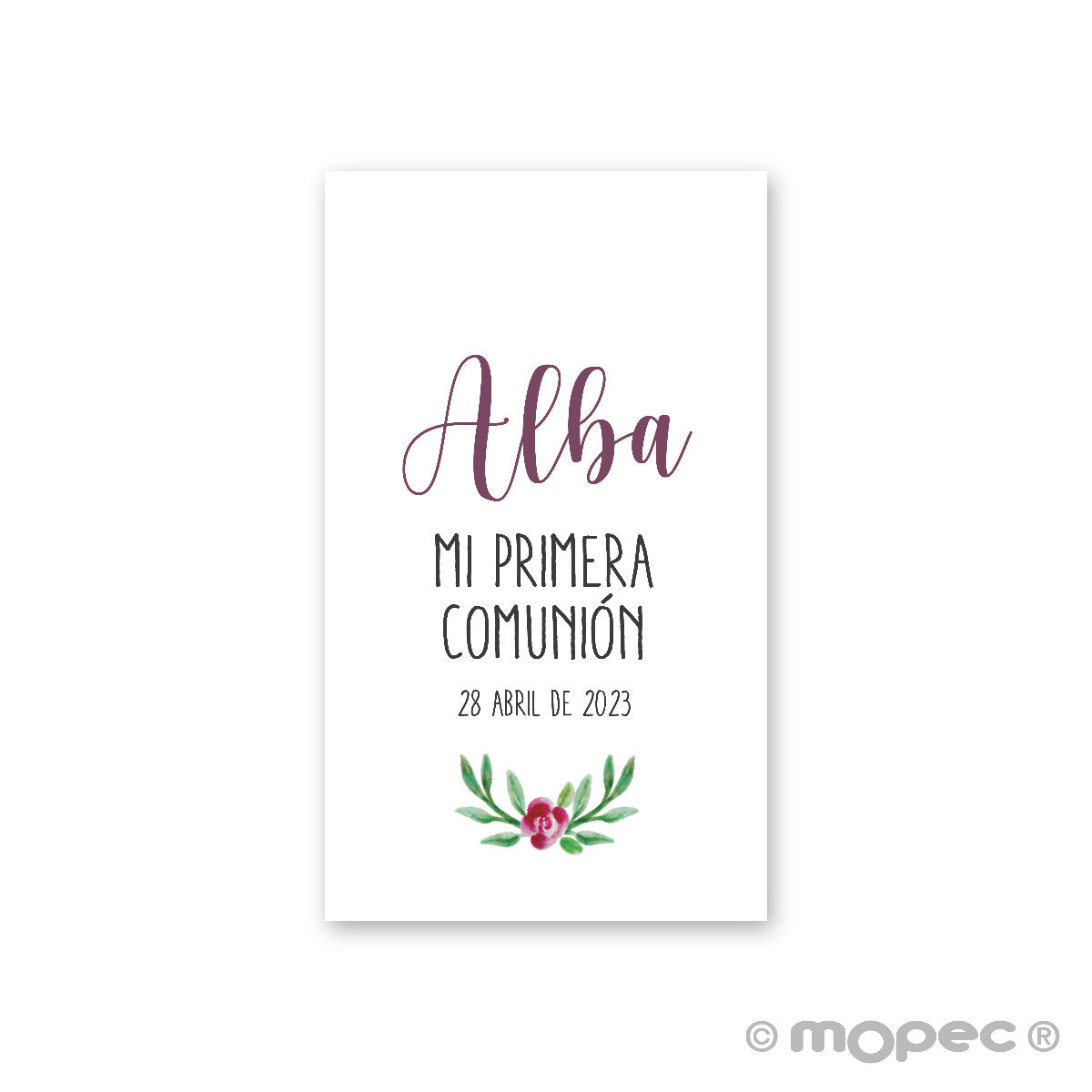 Tarjeta pre-cortada niña Comunión flores 30xhj., min.5
