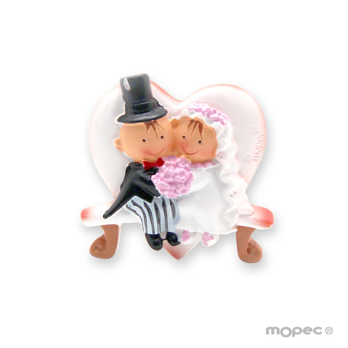 Imán Pit&Pita novios banco corazón 5cm min.12