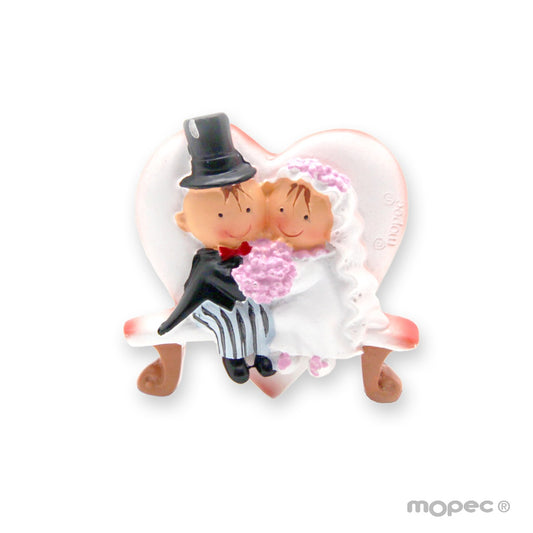 Imán Pit&Pita novios banco corazón 5cm min.12